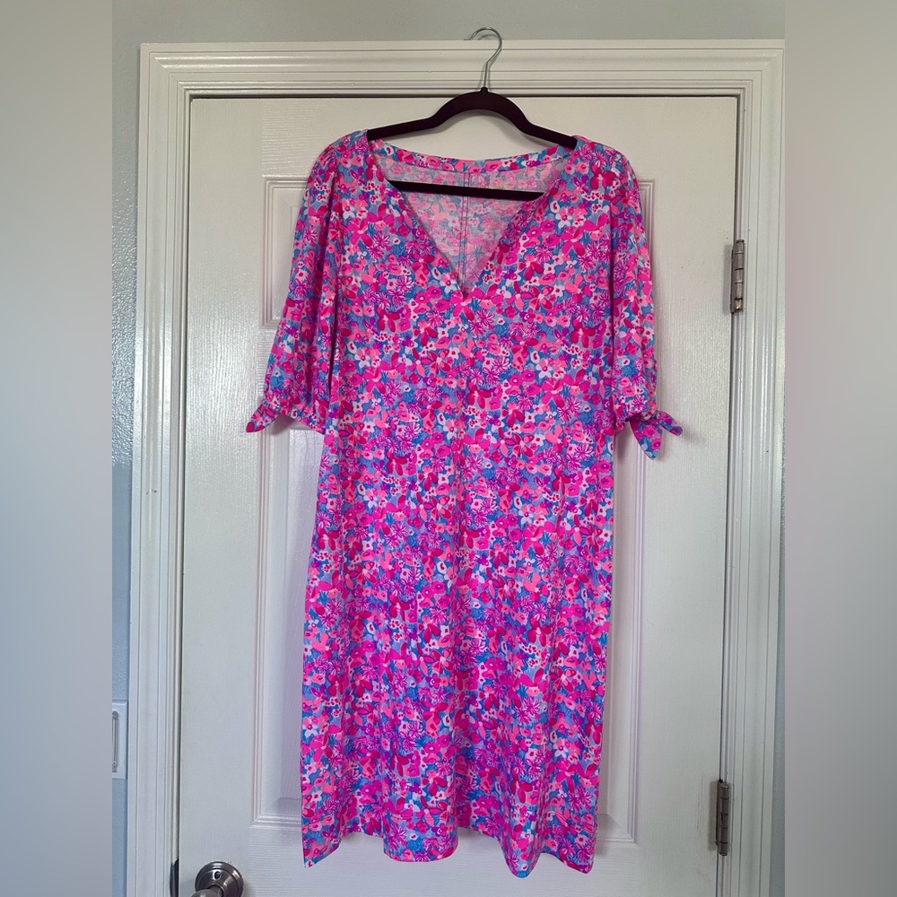Lilly Pulitzer EASLEY SHORT SLEEVE DRESS in AURA PINK BABY BLOOMER
